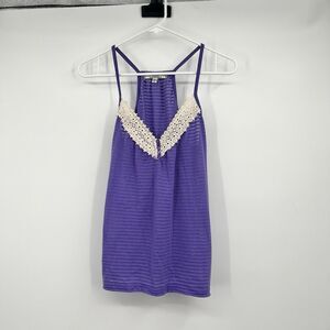 L.e.i. Purple Raceback Semi Sheer Purple Tank XL Y2K Style Crochet Detail